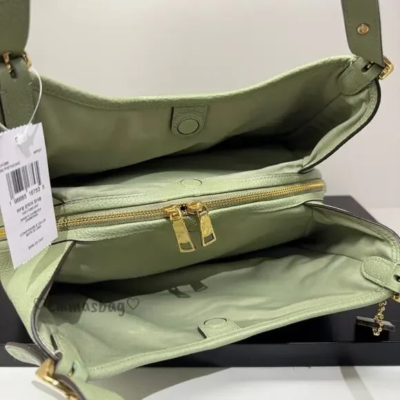 Coach Erin Shoulder Bag Refined pebble Leather CAQ86 Gold/Pistachio - Picture 7 of 9